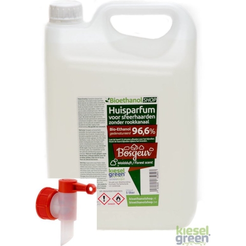 Premium - Bio-ethanol - Bosgeur -25 liter - Bio ethanol biobrandstof - 5l.x5 (incl. dopkraan)