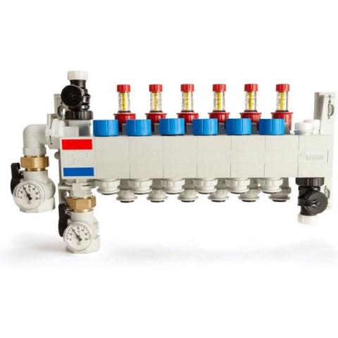 Rehau Speed HKV-D P 16 kunststof vloerverwarming verdeler 8 groeps zonder pomp.