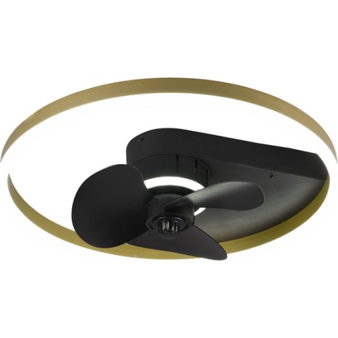 LED Plafondlamp met Ventilator - Plafondventilator - Torna Borkino - 30W - Aanpasbare Kleur - Afstandsbediening - Dimbaar - Rond - Mat Zwart - Aluminium