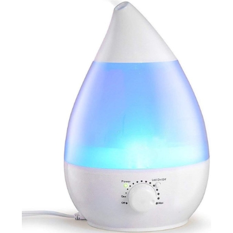 Luchtbevochtiger Met Aromatherapie - 12 Uur Looptijd - 35dB Stille Werking - Aroma Diffuser - Druppel Vorm - Slaapkamer - Woonkamer - Kinderkamer - Babykamer - 7 Kleuren lampje - Tot 35 m²