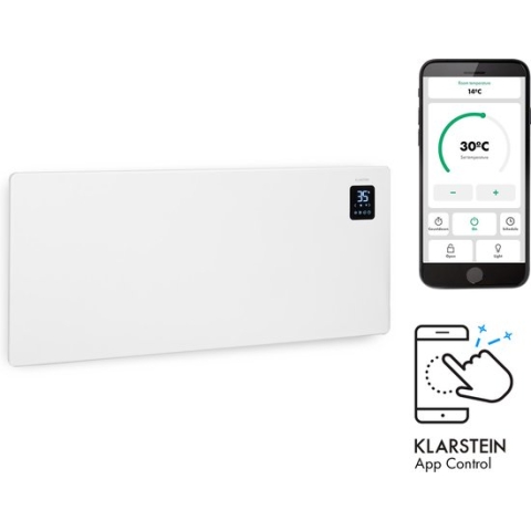 Klarstein Bansin Smart 2500 - Convector Kachel Voor 50M² - 2500W - Smart Home: Wifi Bediening Via Klarstein App - Flexibel In Gebruik: Wandmontage En Als Mobiel Staand - LED Display - Geschikt Voor In De Badkamer - Betrouwbaar En Praktisch - Wit