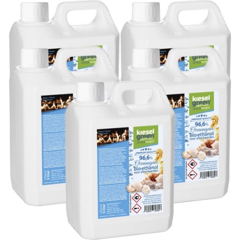 KieselGreen 25 Liter Bio-Ethanol met Oceaan Aroma - Bioethanol 96.6%, Veilig voor Sfeerhaarden en Tafelhaarden, Milieuvriendelijk - Premium Kwaliteit Ethanol voor Binnen en Buiten