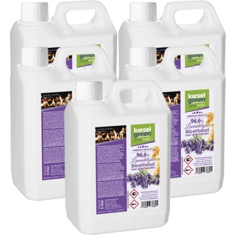 KieselGreen 25 Liter Bio-Ethanol met Lavendel Aroma - Bioethanol 96.6%, Veilig voor Sfeerhaarden en Tafelhaarden, Milieuvriendelijk - Premium Kwaliteit Ethanol voor Binnen en Buiten