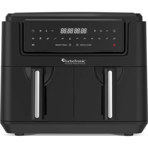 TurboTronic AF118 Dubbele Airfryer XL - Digitale Heteluchtfriteuse - 7,6 Liter - Zwart