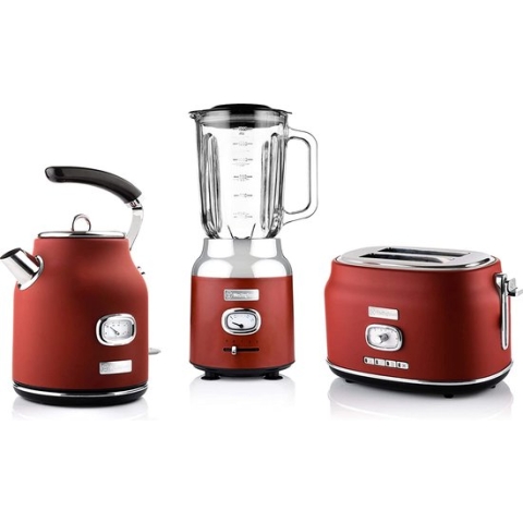 Westinghouse Retro Waterkoker +  Broodrooster 2 Sleuven + Blender - Rood