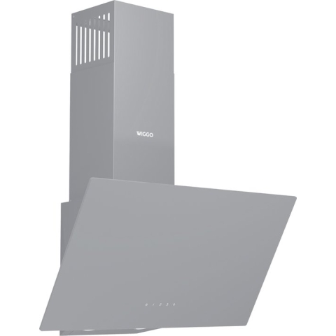 Wiggo WE-A641G(G) - Schuine afzuigkap - 60 cm - 650 m³/h - 4 standen - Energieklasse A - Grijs - Glas - Koolstoffilters meegeleverd
