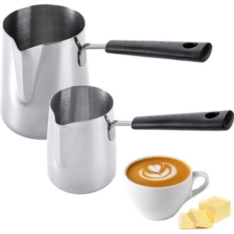 2 x Roestvrijstalen Melkverwarmer 350ml/650ml Turkse Koffiepot