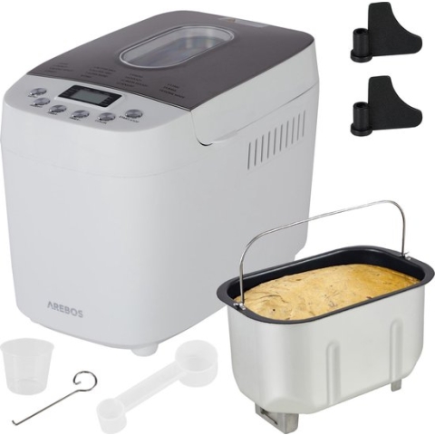 AREBOS Broodbakmachine - 1500g - met 15 Programma's - Timer - 850W