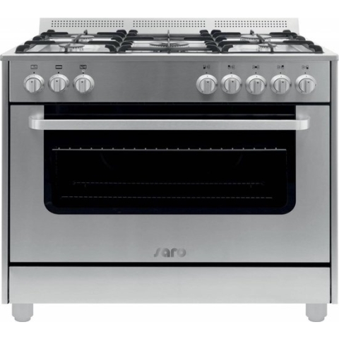 SARO Design gas fornuis - RVS - 5 pits - wok - elektrische oven & grill met 11 functies - Design model  TS95C61LX