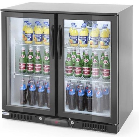 Arktic Horeca Koelkast Glazen Deur - Professionele Flessenkoelkast - Drankenkoelkast - 180 Liter - Zwart - 2-Deurs
