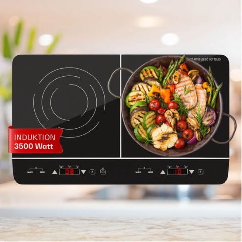 Klarstein elektrische inductiekookplaat - inductiekookplaat met 2 platen - mobiel - 3500 W inductiekookplaat voor kamperen en thuis - 2 inductiekookplaten - draagbaar - moderne dubbele inductiekookplaat - Zwart