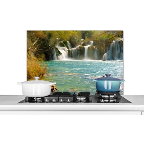Spatscherm Keuken - Kookplaat Achterwand - Spatwand Fornuis - 90x60 cm - Skradinski Buk-watervallen in het Nationaal Park Krka in Kroatië - Aluminium - Wanddecoratie - Muurbeschermer - Hittebestendig