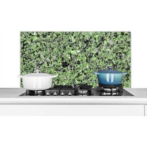 Spatscherm Keuken - Kookplaat Achterwand - Spatwand Fornuis - 100x50 cm - Graniet - Groen - Zwart - Kristallen - Aluminium - Wanddecoratie - Muurbeschermer - Hittebestendig