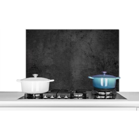 Spatscherm keuken - Zwart - Grijs - Beton print - Spatwand - Industrieel - Keukendecoratie - Achterwand keuken- 80x55 cm - Aluminium