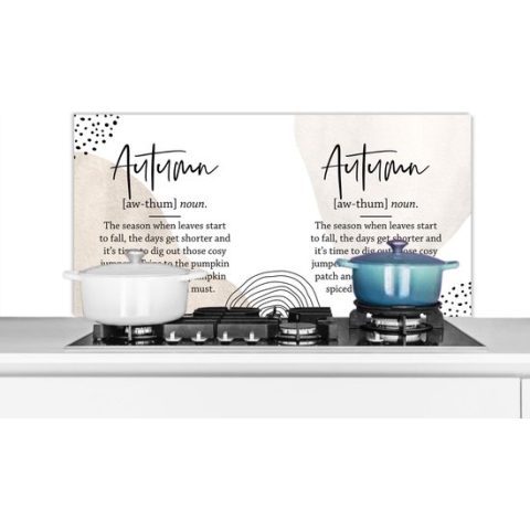 Spatscherm Keuken - Kookplaat Achterwand - Spatwand Fornuis - 100x50 cm - Woordenboek - Herfst - Quotes - Aluminium - Wanddecoratie - Muurbeschermer - Hittebestendig