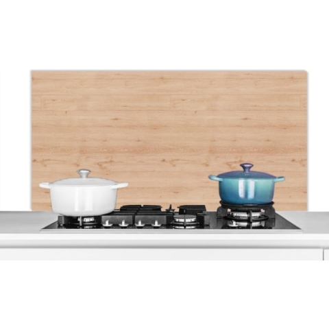 Spatscherm Keuken - Kookplaat Achterwand - Spatwand Fornuis - 120x60 cm - Hout - Patronen - Planken - Aluminium - Wanddecoratie - Muurbeschermer - Hittebestendig