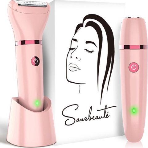 2-in-1 Ladyshave Gezicht - Oksels - Benen - Bikinilijn - Scheerapparaat Vrouw - Ontharingsapparaat Electrisch Ontharen - Gezichtsontharing Dames - Trimmer Vrouw - Ladyshaves Bikini - USB Oplaadbaar