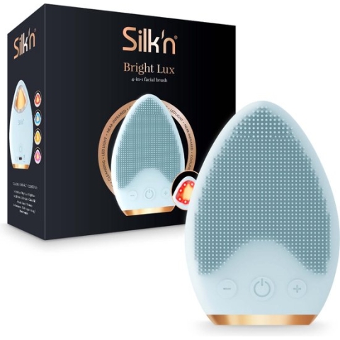 Silk'n 4-in-1 Elektrische Gezichtsreiniger - Bright Lux - Gezichtsborstel - Reiniging, Ledlicht, Nabij-infrarood en Koeling - Blauw
