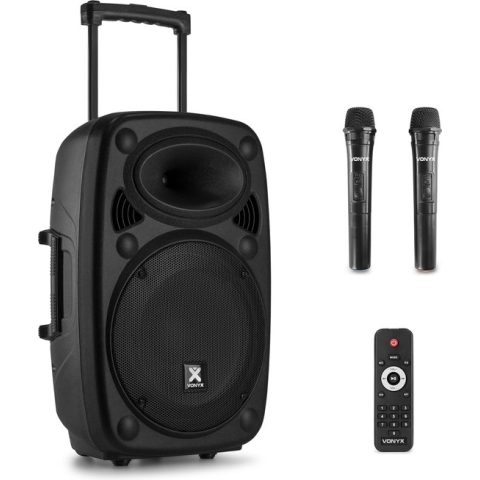 Party speaker Bluetooth - Vonyx Verve38 - 800 Watt - partybox op accu - 2 draadloze microfoons