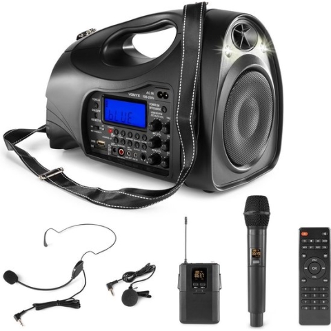 Portable speaker - Vonyx ST016 draagbare speaker met Bluetooth, mp3 speler en 2 draadloze microfoons - 130W