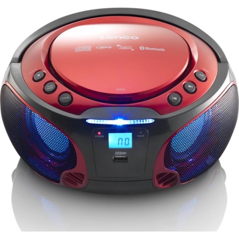 Lenco SCD-550RD - Draagbare radio met Bluetooth® en LED verlichting - Rood