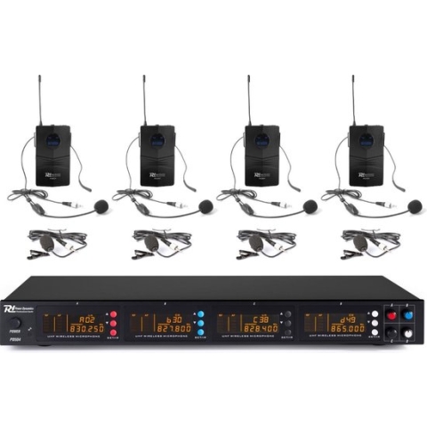 Draadloze microfoon - Power Dynamics PD504B draadloze microfoonset met 4 headsets