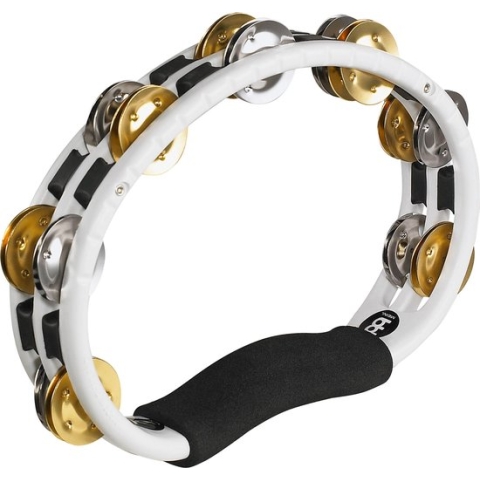 Meinl TMT1M-WH - Hand Tambourine, ABS, Messing+Nickelsilver Jingles (Dual Alloy), 2 Rows, Recording-Combo, White