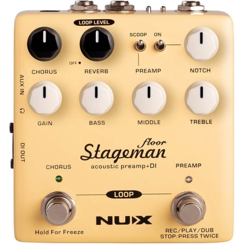 Preamp pedaal NUX Stageman NAP-5 met Chorus en Looper