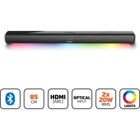 Lenco SB-042LEDBK - Soundbar met Bluetooth - 85cm - HDMI en LED verlichting - Zwart