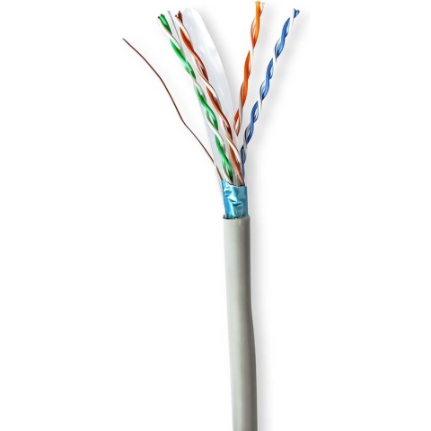 Nedis Netwerk Kabel Rol - CAT6 - Solid - F/UTP - CCA - 305.0 m - Binnenshuis - Rond - PVC - Grijs - Gift Box