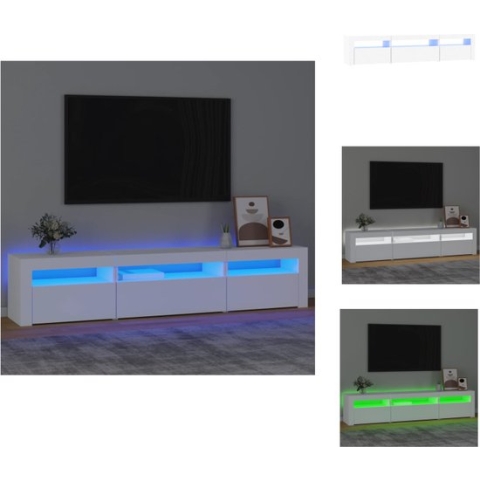 vidaXL TV-meubel LED RGB-verlichting - 195 x 35 x 40 cm - wit - bewerkt hout