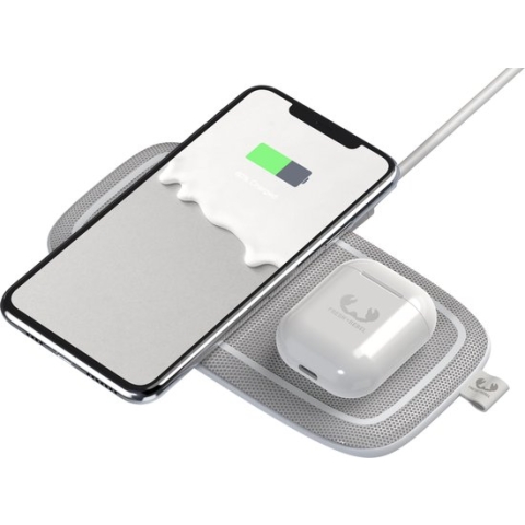 Fresh 'n Rebel - Double Qi Wireless Charging Pad + 30W Power adapter + 1,5m USB-C kabel - Base Duo - Ice Grey