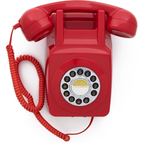 GPO 746WALLPUSHRED - Muurtelefoon retro jaren ‘70, druktoetsen, rood