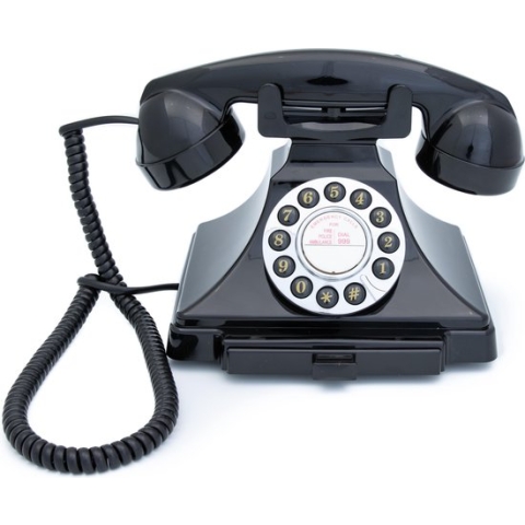 GPO 1929SPUSHBLA - Telefoon Carrington klassiek bakeliet jaren ’20, druktoetsen, zwart
