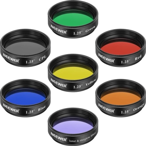 Neewer® - 1,25" Telescopisch Maanfilter CPL Filter 5 Kleurenfilterset (Rood Oranje Geel Groen Blauw) - Oculair Filter om Te Verbeteren Definitie en Resolutie in Planetaire Maanobservatie