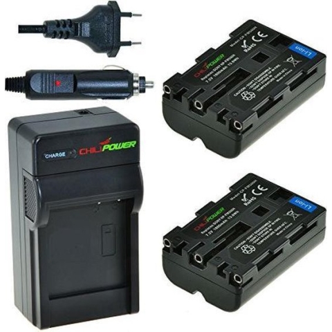 2 x NP-FM500H accu's voor Sony - inclusief oplader en autolader - Origineel ChiliPower