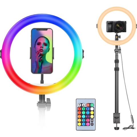 VIJIM K10 RGB Desktop Ringlamp met uitschuifbaar statief en tafelklem — TikTok lamp