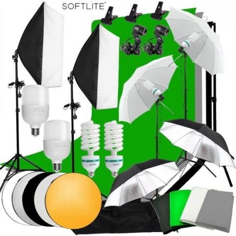 Professionele Fotostudio Set met  Achtergrondsyteem  - Softbox - Productfografie - Film - Youtube - fotostudio lampen -  Doeken - Draagbaar - Draagbare fotostudio - Verlichting -  Productfotografie - Portret fotografie - Mobiele  Fotostudio set