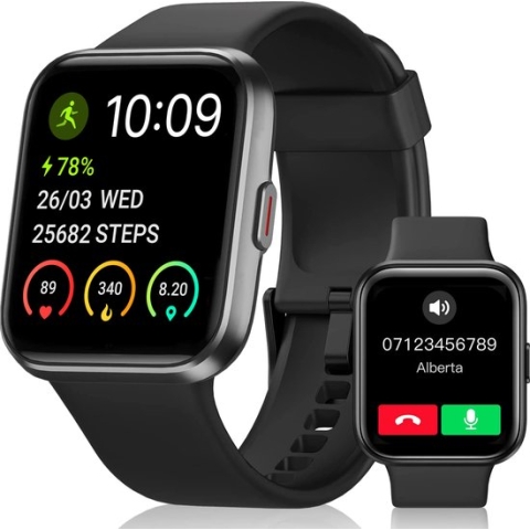 Maoo Maximize Smartwatch - Volledige Belfunctie - Hartslagmeter - Stappenteller - Multisport - Geschikt voor Android en iOS - Sinterklaas Cadeau - Zwart