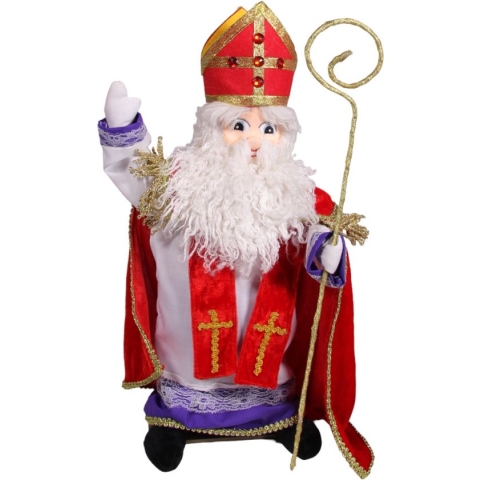 Sinterklaaspop met staf-52 cm-Sint Nicolaas pop-Sintpop-Sinterklaasdecoratie
