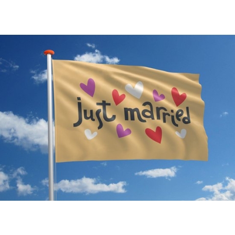 Huwelijksvlag: 'Just married' - 200x300 cm