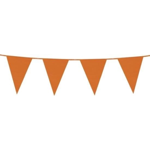 Oranje plastic buiten feest slinger 500 meter - 500m vlaggenlijnen - Koningsdag vlaggenlijn - WK / EK versiering
