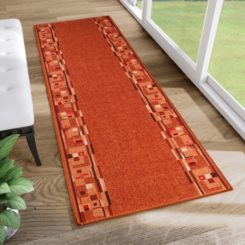 Tapiso Antislip Rubber Mat Oranje Rood Klassiek Rubbermat Tapijt Maat- 80x1000
