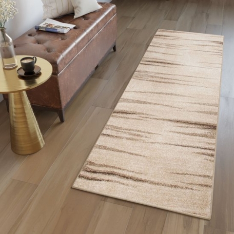 Tapiso Sari Tapijt Loper Beige Modern Woonkamer Gang Vloerkleed Maat- 80x550