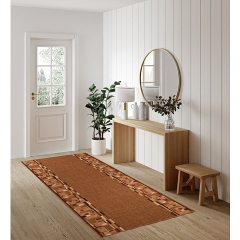 Tapiso Antislip Rubber Mat Beige Licht Bruin Klassiek Rubbermat Tapijt Maat- 80x700