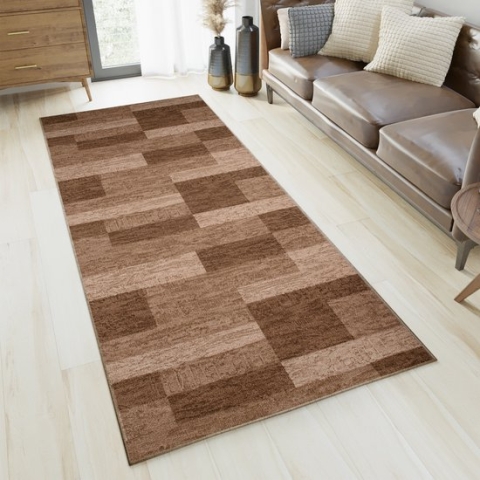 Tapiso Antislip Rubber Bruin Gang Woonkamer Rubbermat Tapijt Maat- 80x850