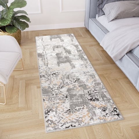 Tapiso Crystal Loper Tapijtloper Lichtgrijs Modern Laagpolig Vloerkleed Maat- 70x550