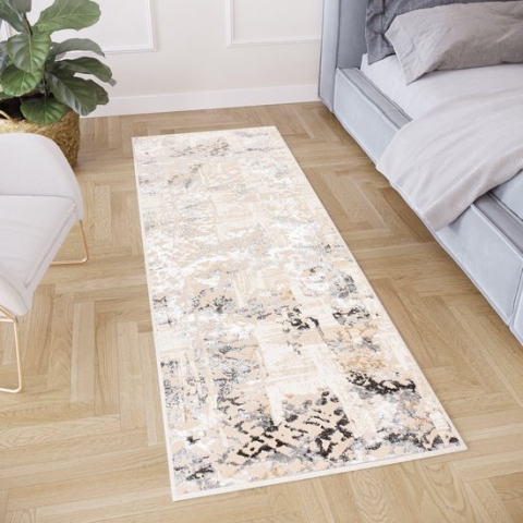 Tapiso Crystal Loper Tapijtloper Grijs Licht Laagpolig Vloerkleed Maat- 100x150
