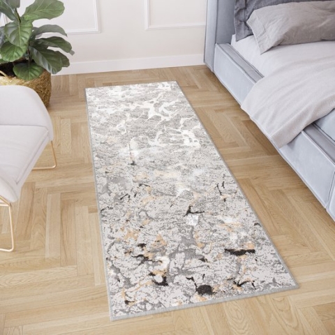 Tapiso Crystal Loper Tapijtloper Lichtgrijs Laagpolig Vloerkleed Maat- 70x200