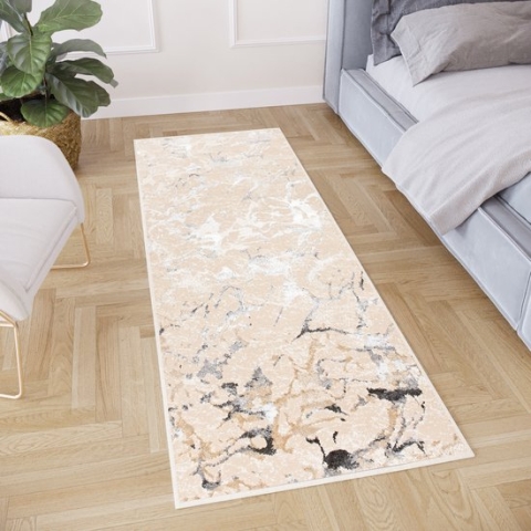 Tapiso Crystal Loper Tapijtloper Grijs Laagpolig Vloerkleed Maat- 70x650